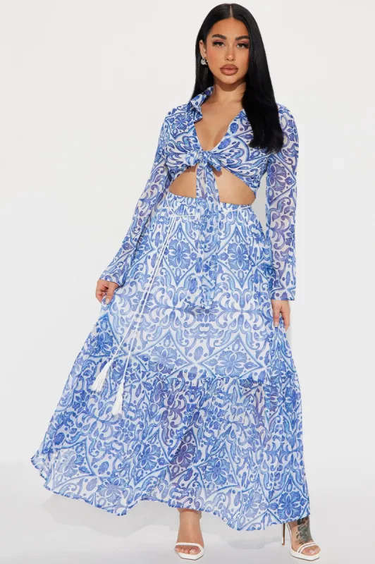 Another Vacation Skirt Set - Blue/combo sold by Fashion Nova