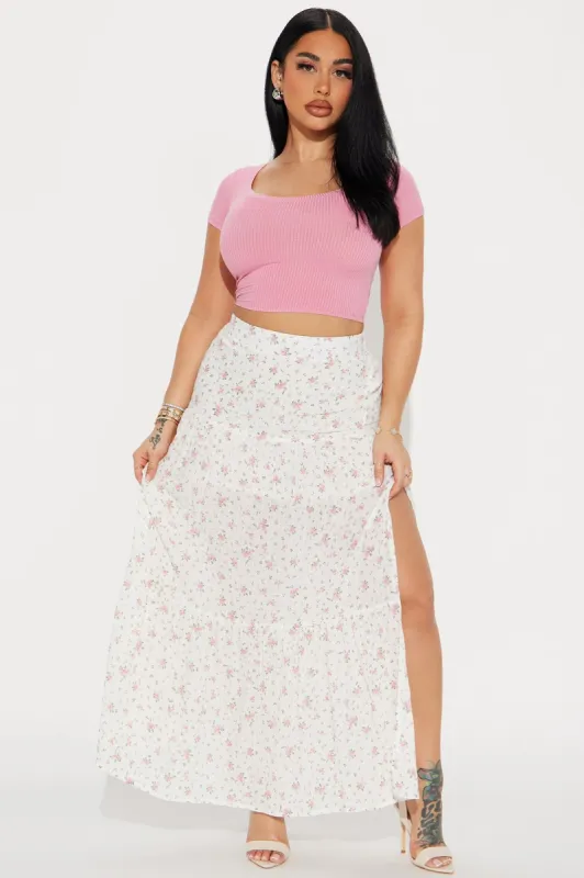 Looking For Love Tiered Maxi Skirt - White/combo sold by Fashion Nova