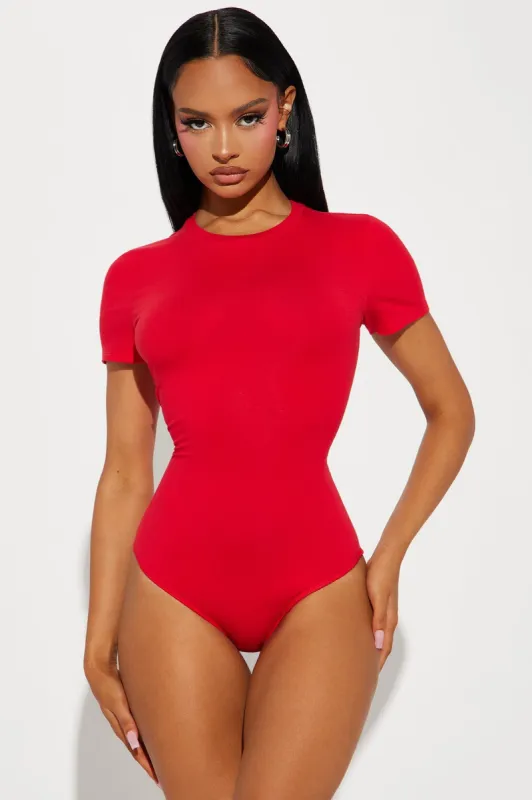 Cambria Short Sleeve Bodysuit - Red sold by Fashion Nova