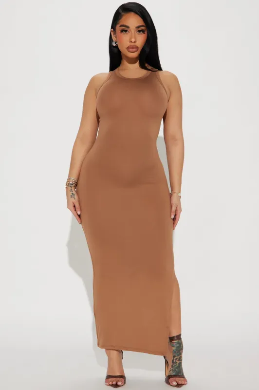Giving U Side Eye Maxi Dress - Mocha sold by Fashion Nova