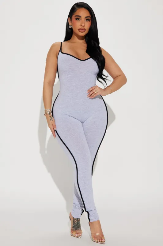 Love To Dream Jumpsuit  - Heather Grey sold by Fashion Nova