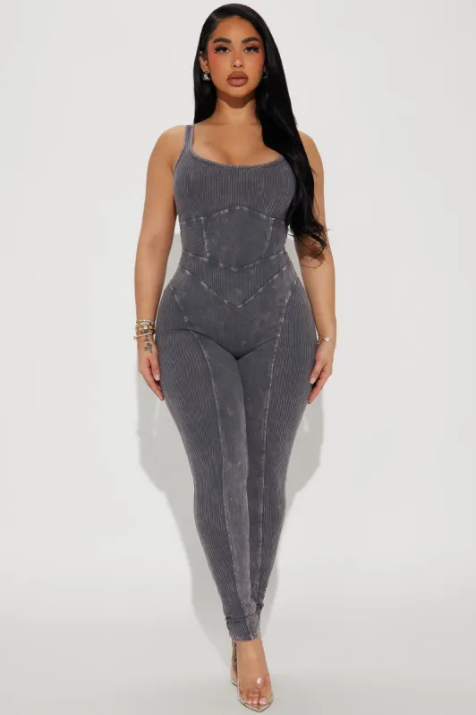 Smooth Operator Washed Jumpsuit - Grey sold by Fashion Nova