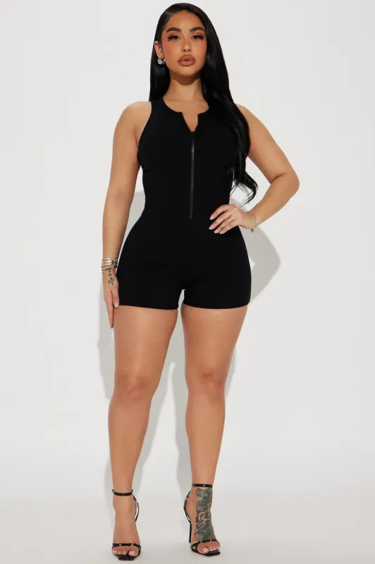 Amina Snatched Romper - Black sold by Fashion Nova