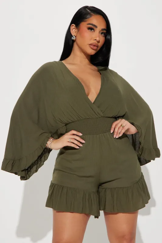 Thinking It Over Romper - Olive sold by Fashion Nova
