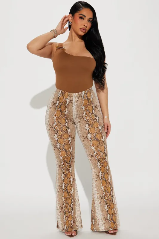 Sometimes I Bite Flare Pant - Brown/combo sold by Fashion Nova