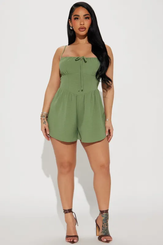 The Love Galore Romper - Sage sold by Fashion Nova