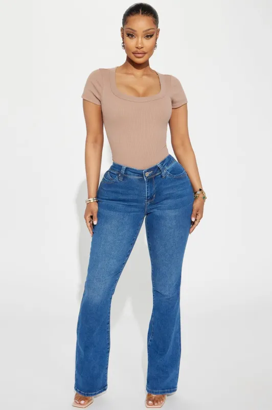 To Be Clear Booty Lifting Stretch Bootcut Jeans - Medium Wash sold by Fashion Nova