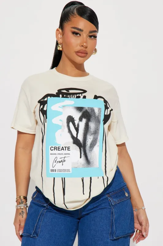Create Love Graffiti Tshirt - Cream sold by Fashion Nova