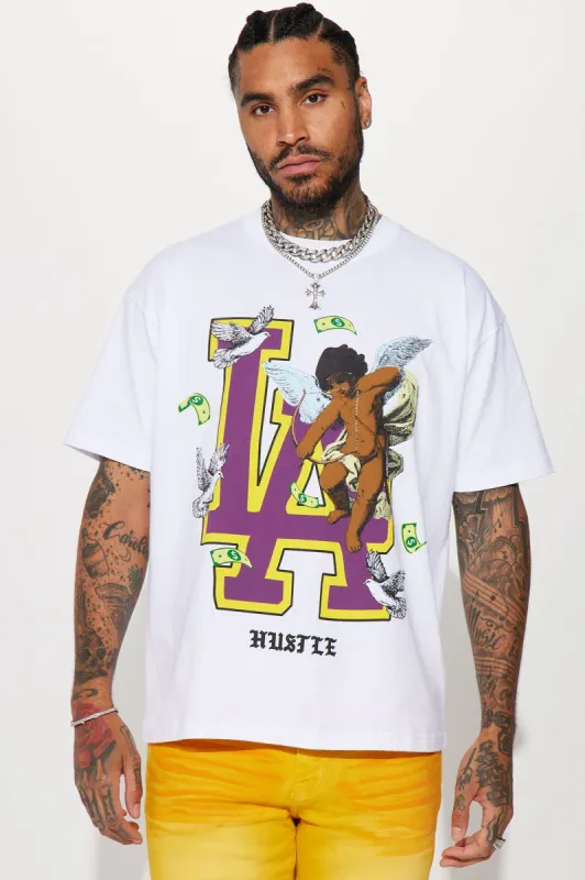 LA Hustle Short Sleeve Tee - White sold by Fashion Nova