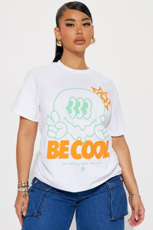Be Kind Be Cool Smiley Tshirt - White sold by Fashion Nova
