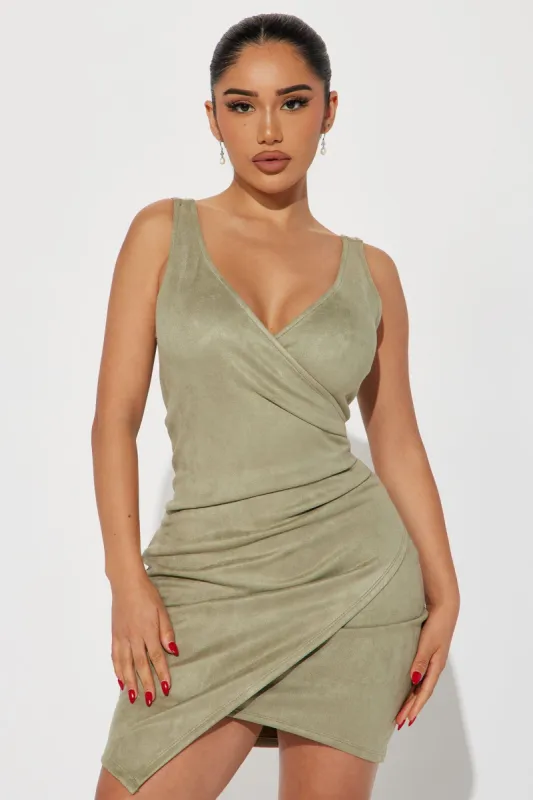 Natalie Ruched Mini Dress - Sage sold by Fashion Nova