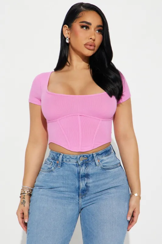 Riley Ribbed Top - Pink sold by Fashion Nova