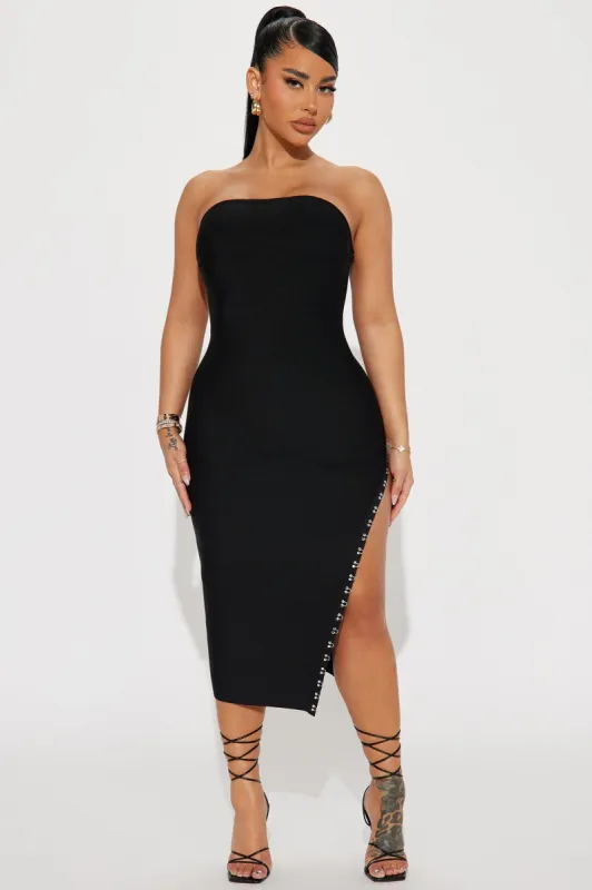 Aubrey Bandage Midi Dress - Black sold by Fashion Nova