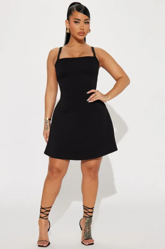 Adeline Skater Mini Dress - Black sold by Fashion Nova