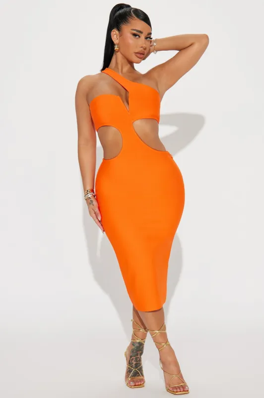 Milan Bandage Midi Dress - Orange sold by Fashion Nova