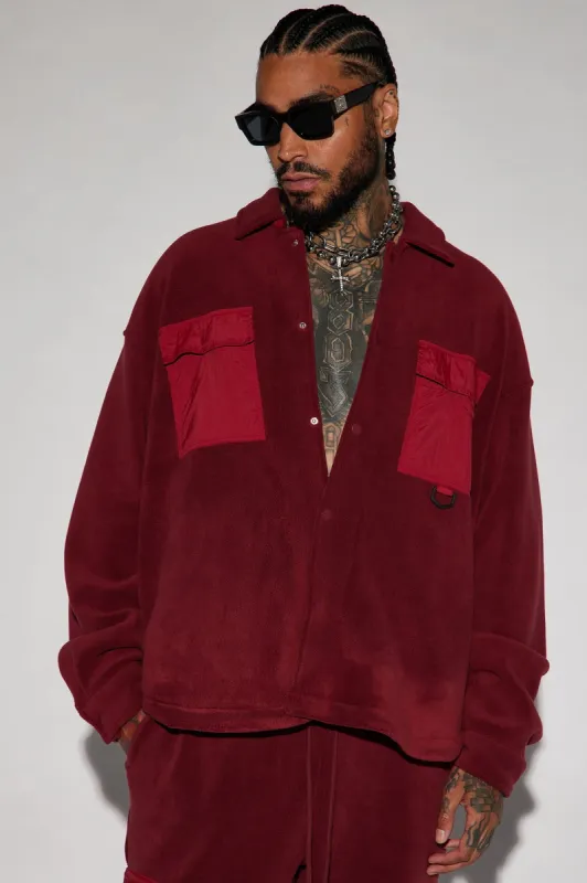 Watch It Happen Shacket - Burgundy sold by Fashion Nova