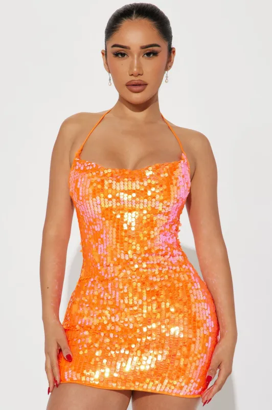 Kassidy Sequin Mini Dress - Orange sold by Fashion Nova