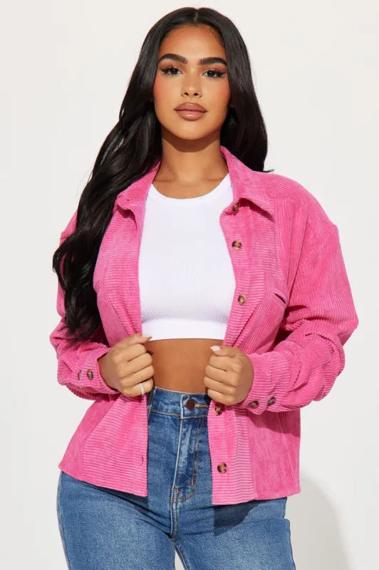 Zaire Corduroy Shirt - Fuchsia sold by Fashion Nova
