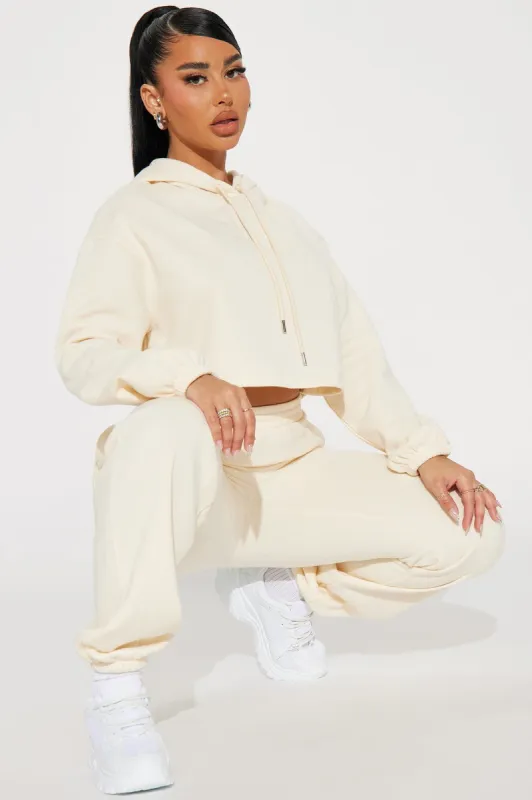 Find Out Fleece Jogger Set - Cream sold by Fashion Nova