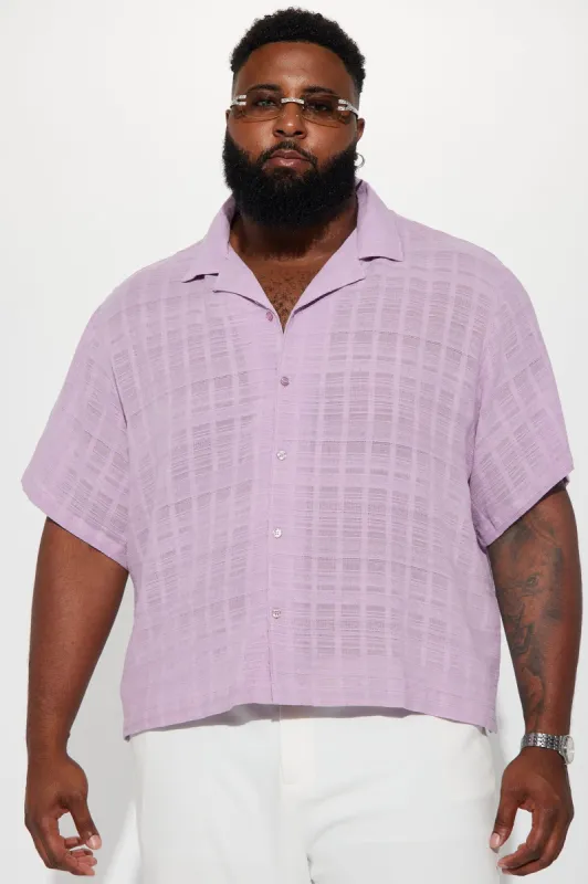 Rough Edge Textured Button Up Shirt - Lavender made by Fashion Nova
