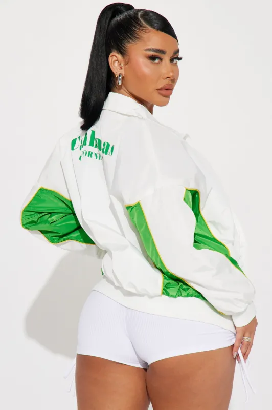 Fitness Club Windbreaker Jacket - White/combo sold by Fashion Nova