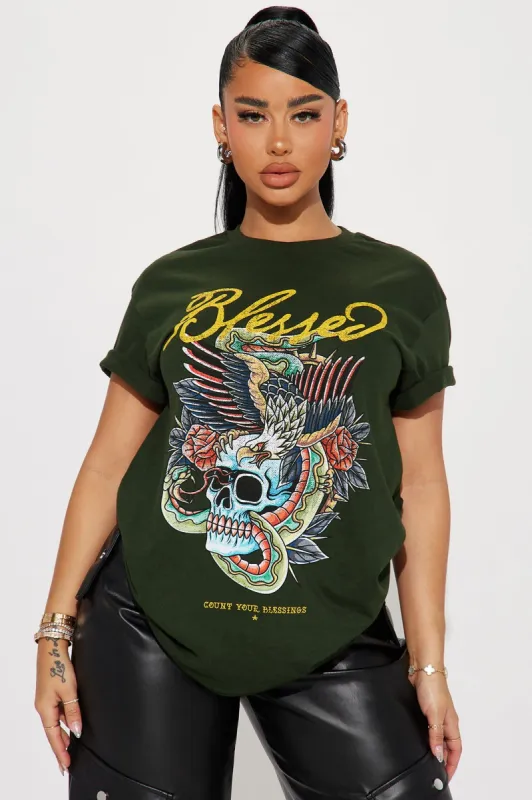 Blessed Graphic Tshirt - Green sold by Fashion Nova
