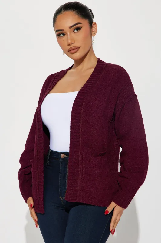 Vibin' Casually Cardigan - Wine sold by Fashion Nova