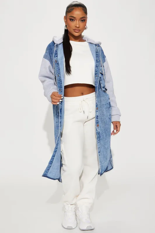 Millie Denim Coat - Medium Wash sold by Fashion Nova