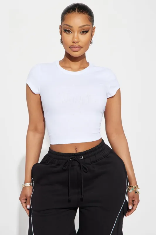Kasey Ribbed Crop Top - White sold by Fashion Nova