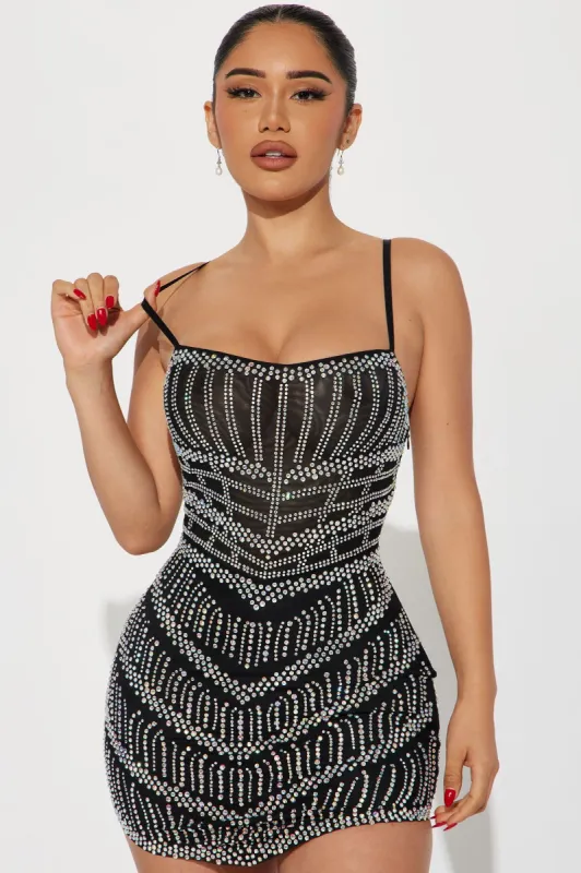 Grace Embellished Mini Dress - Black sold by Fashion Nova