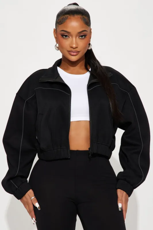 Cloudy Days Lounge Jacket - Black sold by Fashion Nova