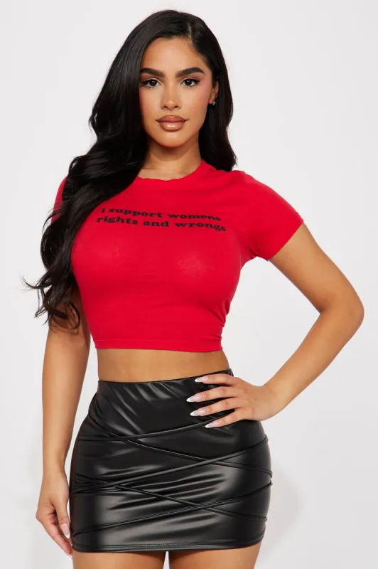 Support Women's Rights and Wrongs Tee - Red sold by Fashion Nova
