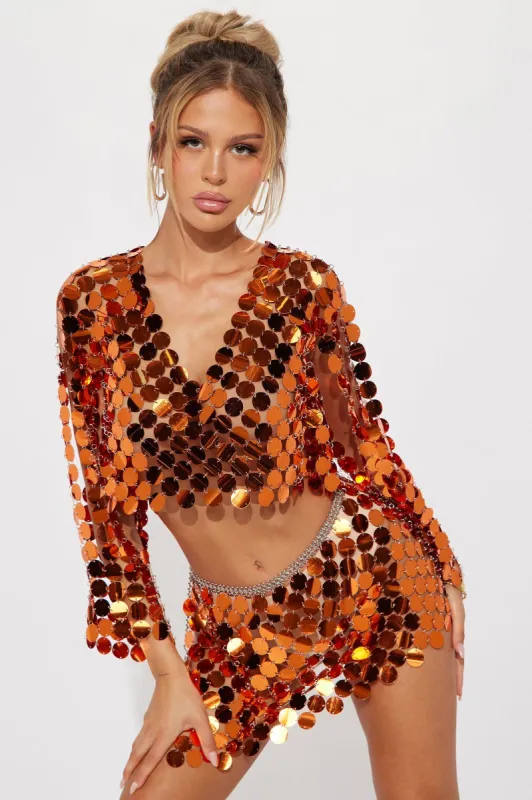 Adalyn Mirror Skirt Set - Orange sold by Fashion Nova