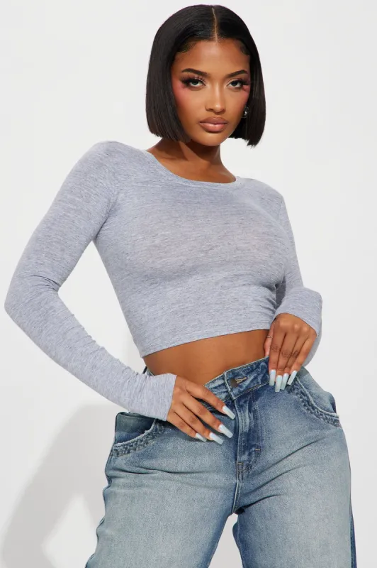 Always On The Go Top - Heather Grey sold by Fashion Nova