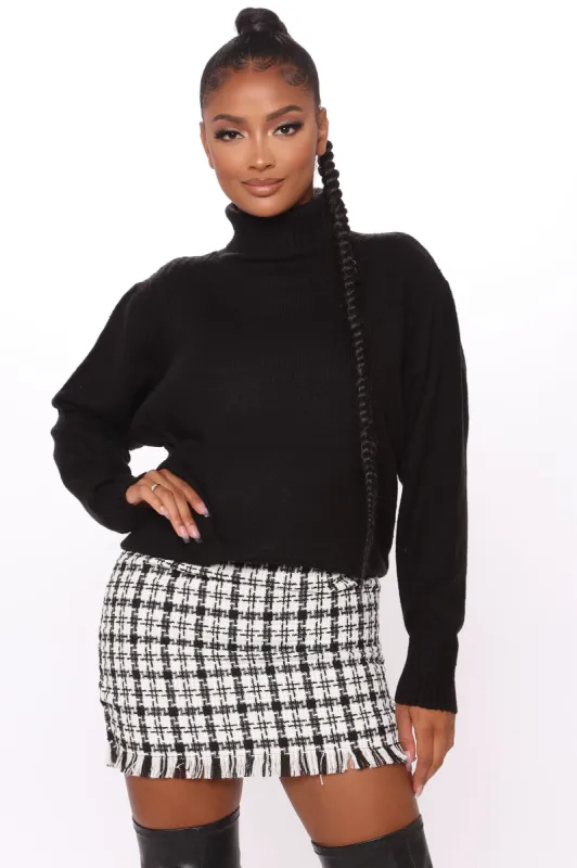 Keepin It Simple Mock Neck Sweater - Black sold by Fashion Nova