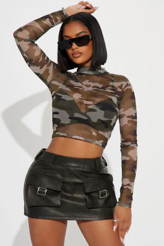In Command Camo Mesh Top - Camouflage sold by Fashion Nova