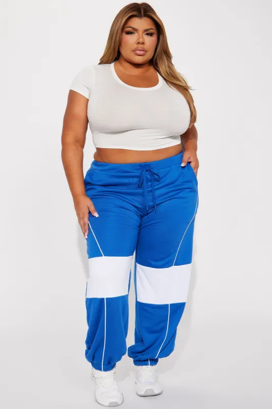 Sofia Color Block Lounge Jogger - Blue/combo sold by Fashion Nova