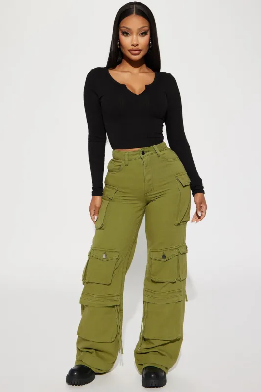 Street Strut Cargo Pant - Olive sold by Fashion Nova