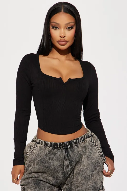 Tamara Ribbed Top - Black sold by Fashion Nova