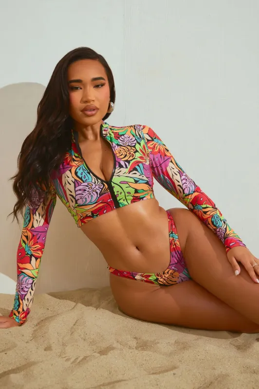 Surf All Day Long Sleeve 2 Piece Bikini - Multi Color sold by Fashion Nova