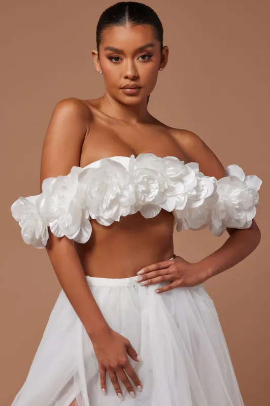 Farah Flower Cropped Top - White made by Fashion Nova
