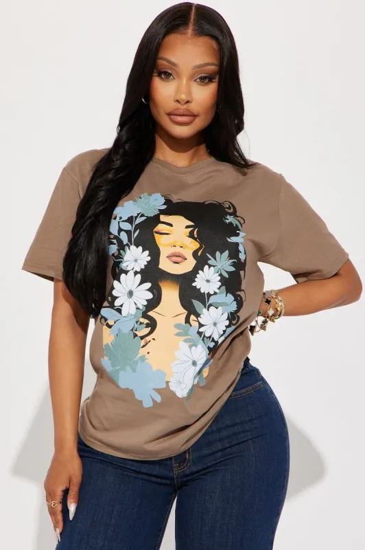 Growing And Glowing Graphic Tee - Mocha sold by Fashion Nova