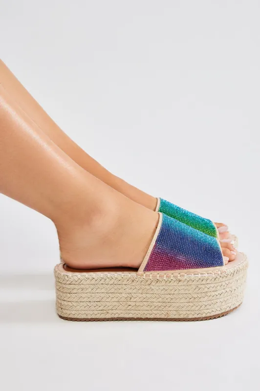 Count Me In Flatform Sandals - Multi Color sold by Fashion Nova