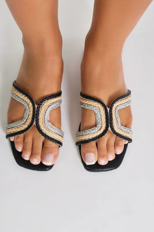 Laid Back Chillin' Flat Sandals - Black sold by Fashion Nova