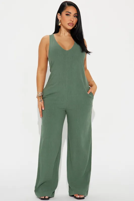 Won't Get Over You Jumpsuit  - Green sold by Fashion Nova
