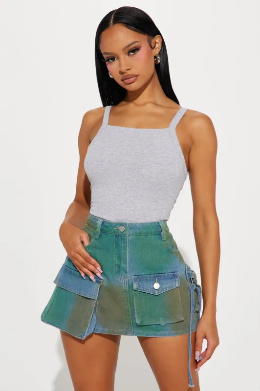 Maria Ribbed Tee - Heather Grey sold by Fashion Nova