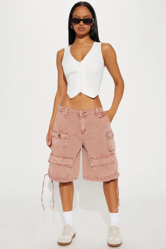 On The Road Cargo Bermuda Short - Rust sold by Fashion Nova