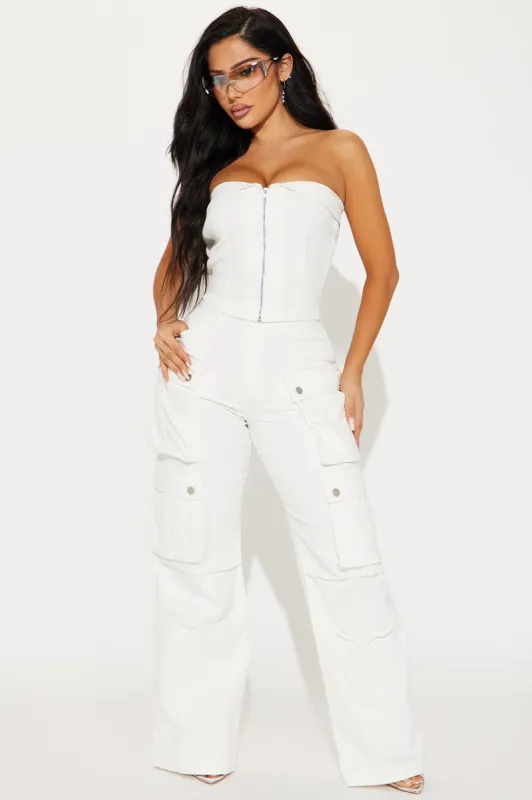 Ciara Denim Pant Set - White sold by Fashion Nova