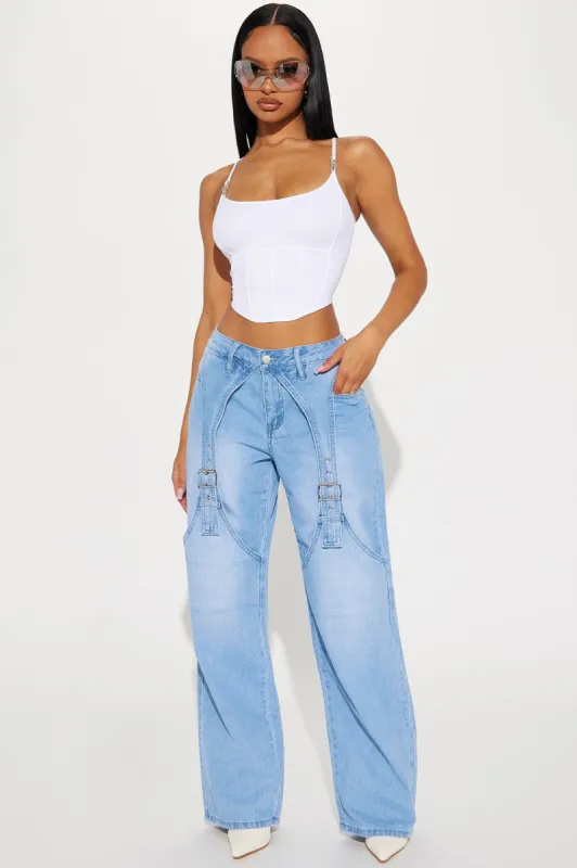 Couldn't Blame You Baggy Straight Leg Jeans - Light Wash sold by Fashion Nova