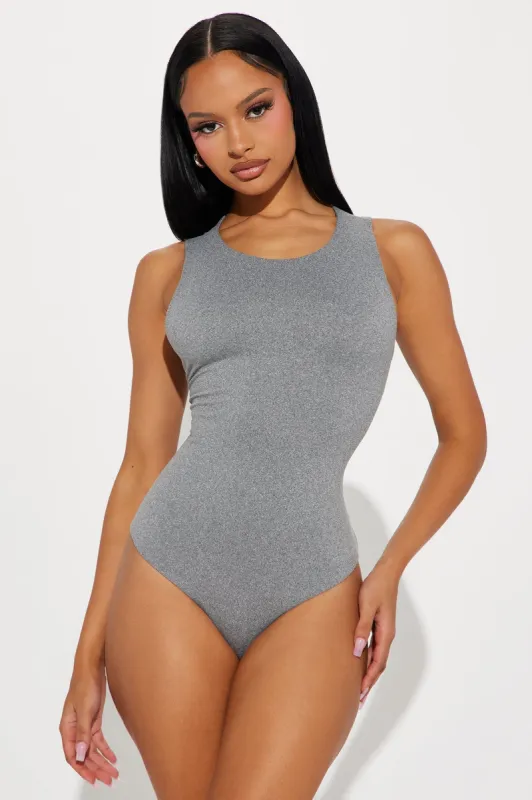Poppy Sleeveless Bodysuit - Heather Grey sold by Fashion Nova